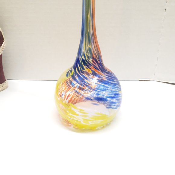 Red Blue & Yellow Swirl Hand Blown Table Decor - Picture 3 of 12